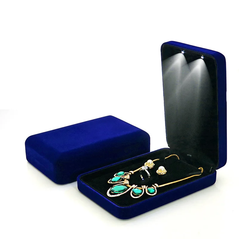 Luxury LED Velvet Jewelry Box – Elegant Organizer Case for Rings, Necklaces, Earrings, ... - SKU LJB17001 - UGI Packaging