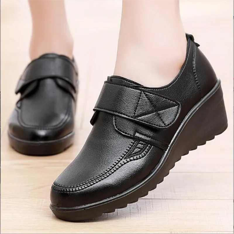 Women's Shoes leather with wedge heels, high quality soft bottom main image 0