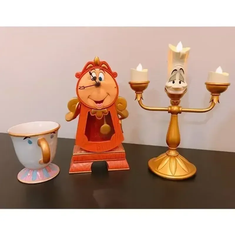 New Disney Beauty And The Beast Action Figures Cogsworth Mr Clock Lumiere Candle Lamp Statue Figure Home Decoration Model Gift