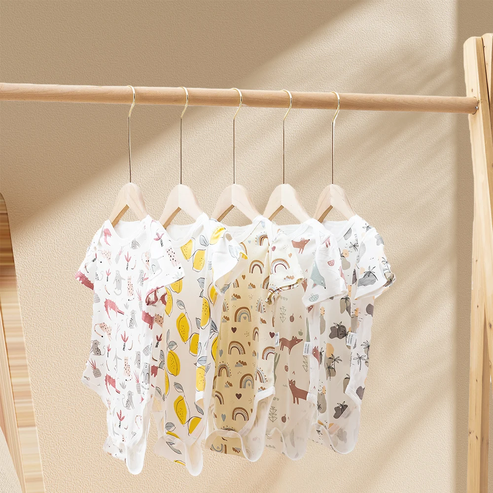 HappyFlute 0-2Y Fresh Pattern Soft Bamboo Cotton Fabric Baby Girl&Boy Short-sleeve Jumpsuit Baby Romper Summer Newborn Clothes 3