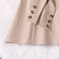 Robe princesse à manches bouffantes pour filles de 4 à 7 ans, col Peter Pan d'été, bloc de couleurs, ton terre, Durable pour l'extérieur 6