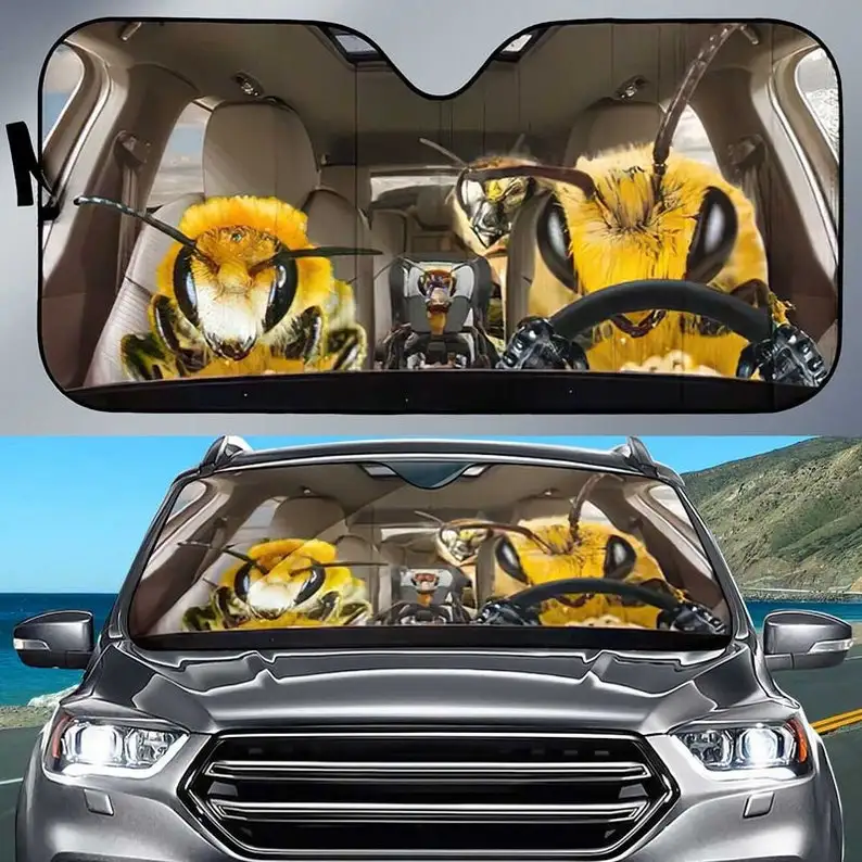 

Bee Family Car Sunshade Bee Family Trip Driving Gift For Family Windshield Sunshade Oxford Cloth