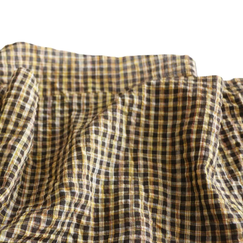 

INS Korean Style Bubble Plaid Cotton Shirt Dress Clothing Fabrics Cloth DIY