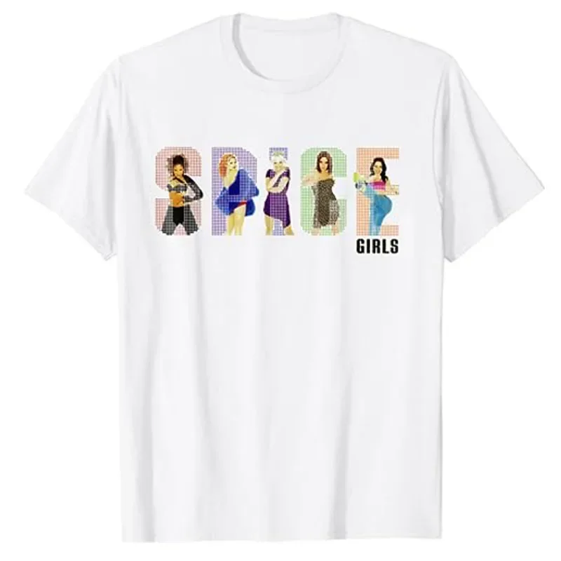 

Классическая белая футболка Spice Girls с круглым вырезом, футболка с коротким рукавом и графическим рисунком, подарки, Женская Модная хлопковая уличная одежда, музыкальные Топы