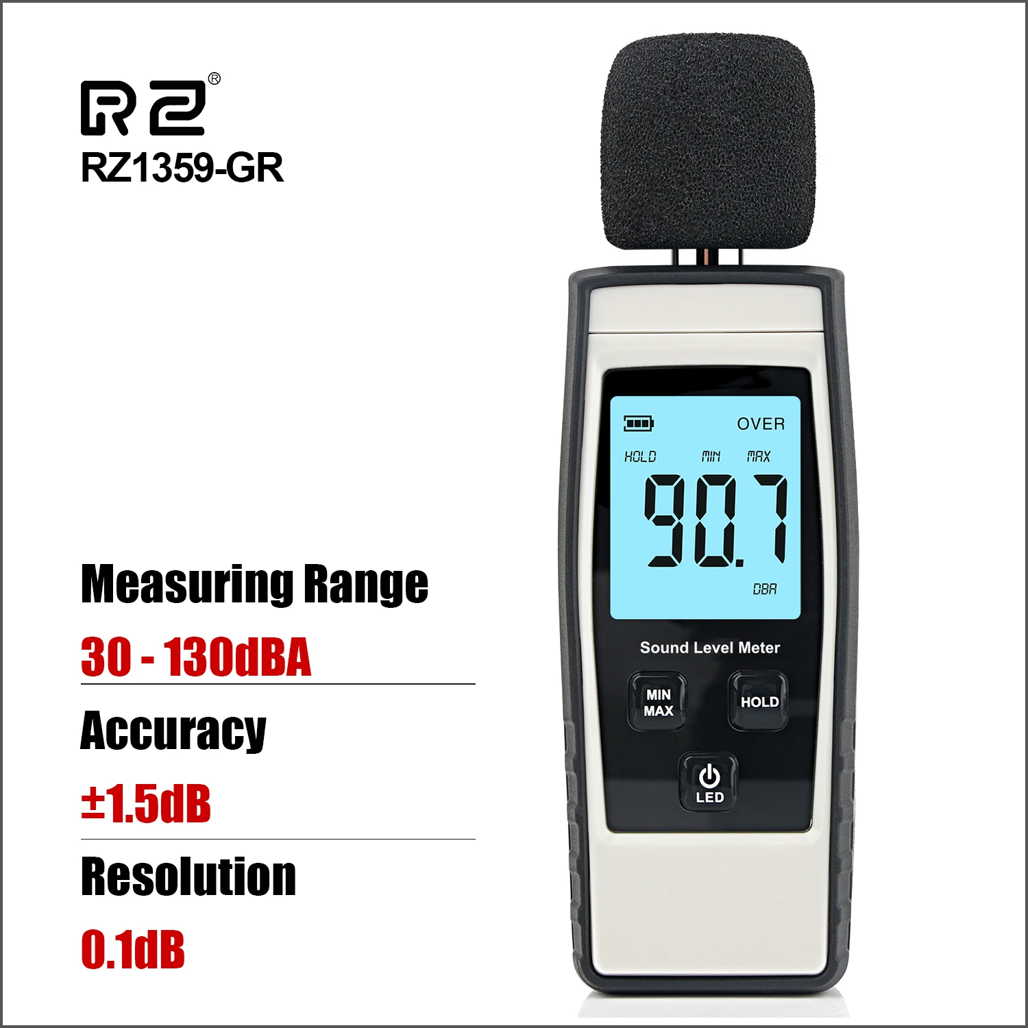 

Цифровой Ручной измеритель уровня шума RZ 30-130 дБ