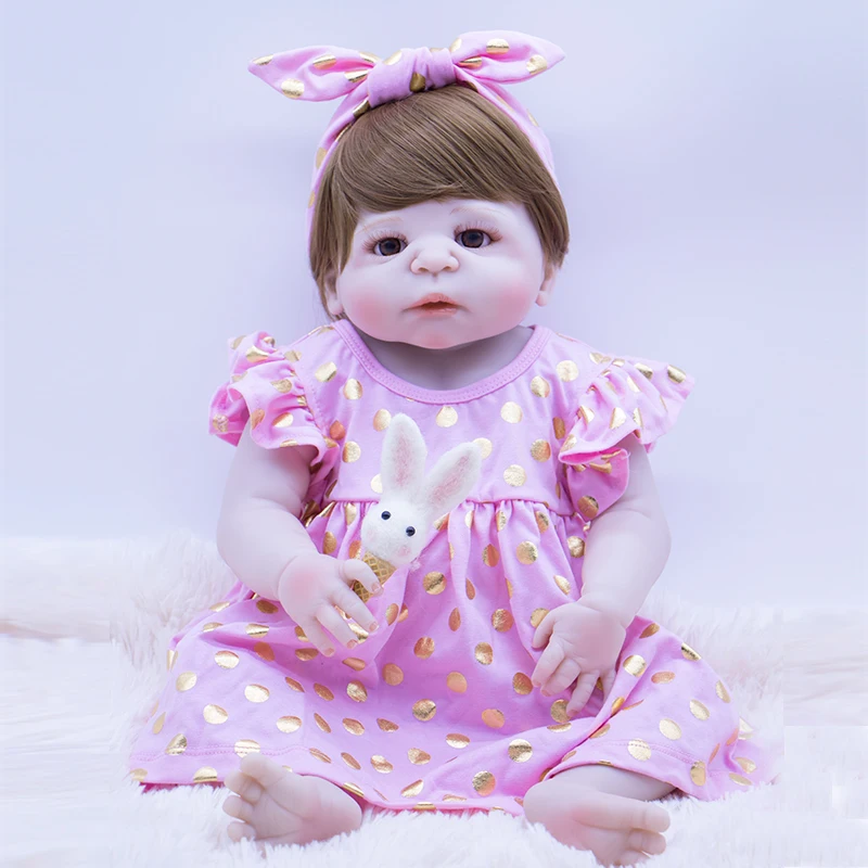 

22 Inch lifelike reborn baby girl doll Safe and non-toxic silicone realistic princess child girls christmas birthday gift toy