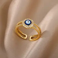 Vintage Evil Eye Rings For Women Stainless Steel Turkish Eye Ring Wedding emo Viking Aesthetic Couple Jewelry Sets anillos bague - Image 4