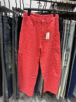 Personality Spring & Autumn Men's Jacquard Jeans Loosen Fit Wide Leg Y2K Pants Male's Baggy Streetwear New 1