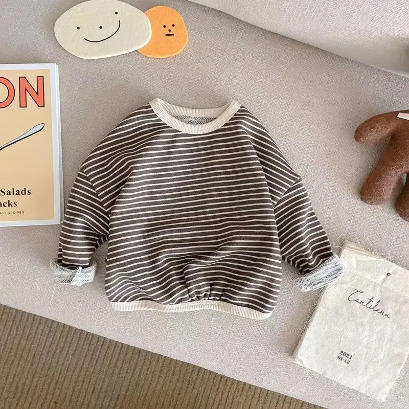 

Contrast T-shirt Autumn New Brand Long Sleeve Tshirts Cartoon Printing O-neck Tops Baby Trendy Clothes Thin Soft Bottoming Shirt
