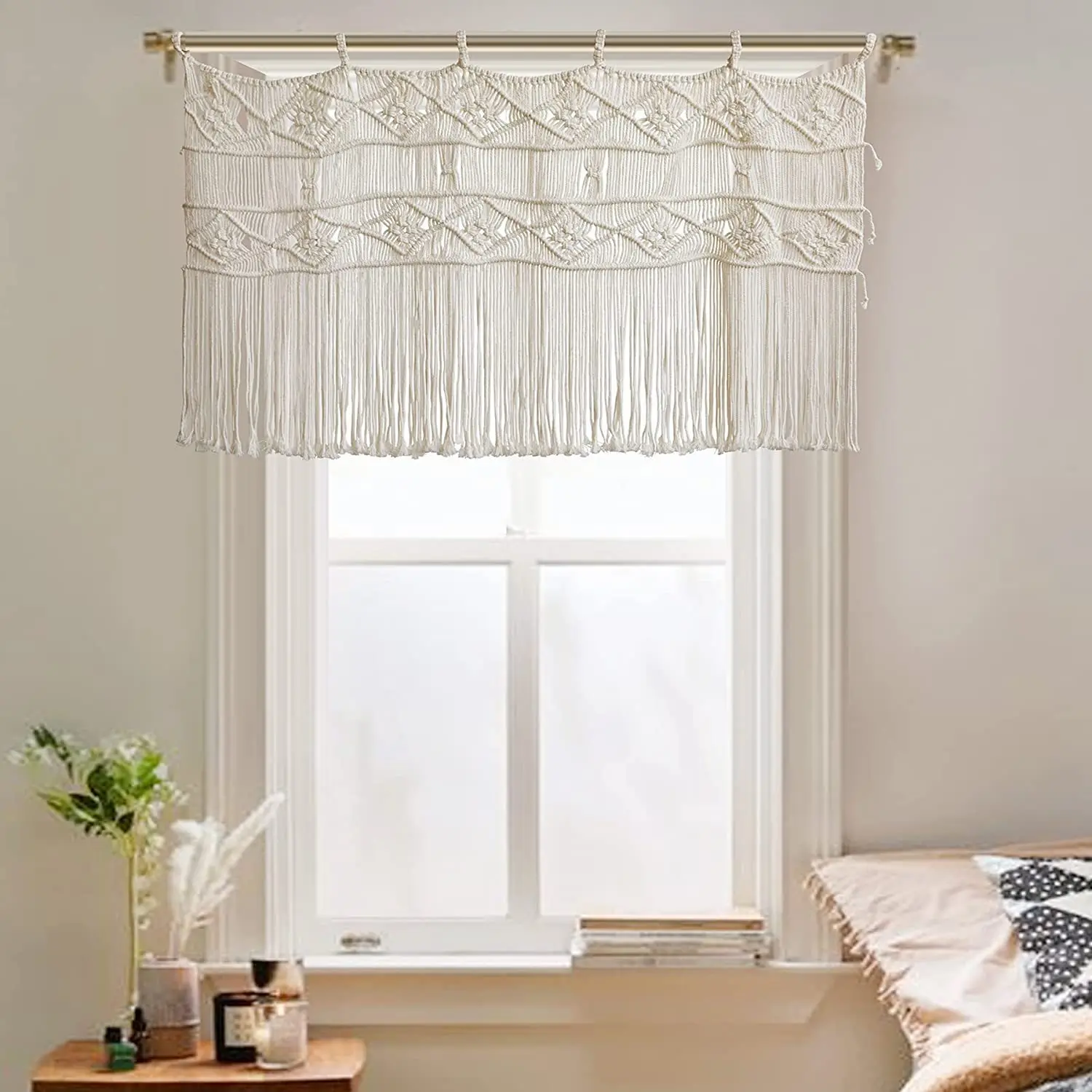 

Nordic Hand-Woven Door Curtain Tapestry Wall Hanging with Tassels for Living Room Wall Decoration Home Decor with Bohemian Style