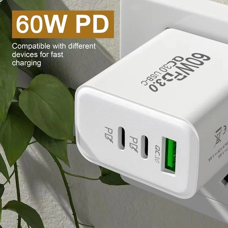 USB Charger 60W GaN Charger for Macbook tablet Fast Charging for