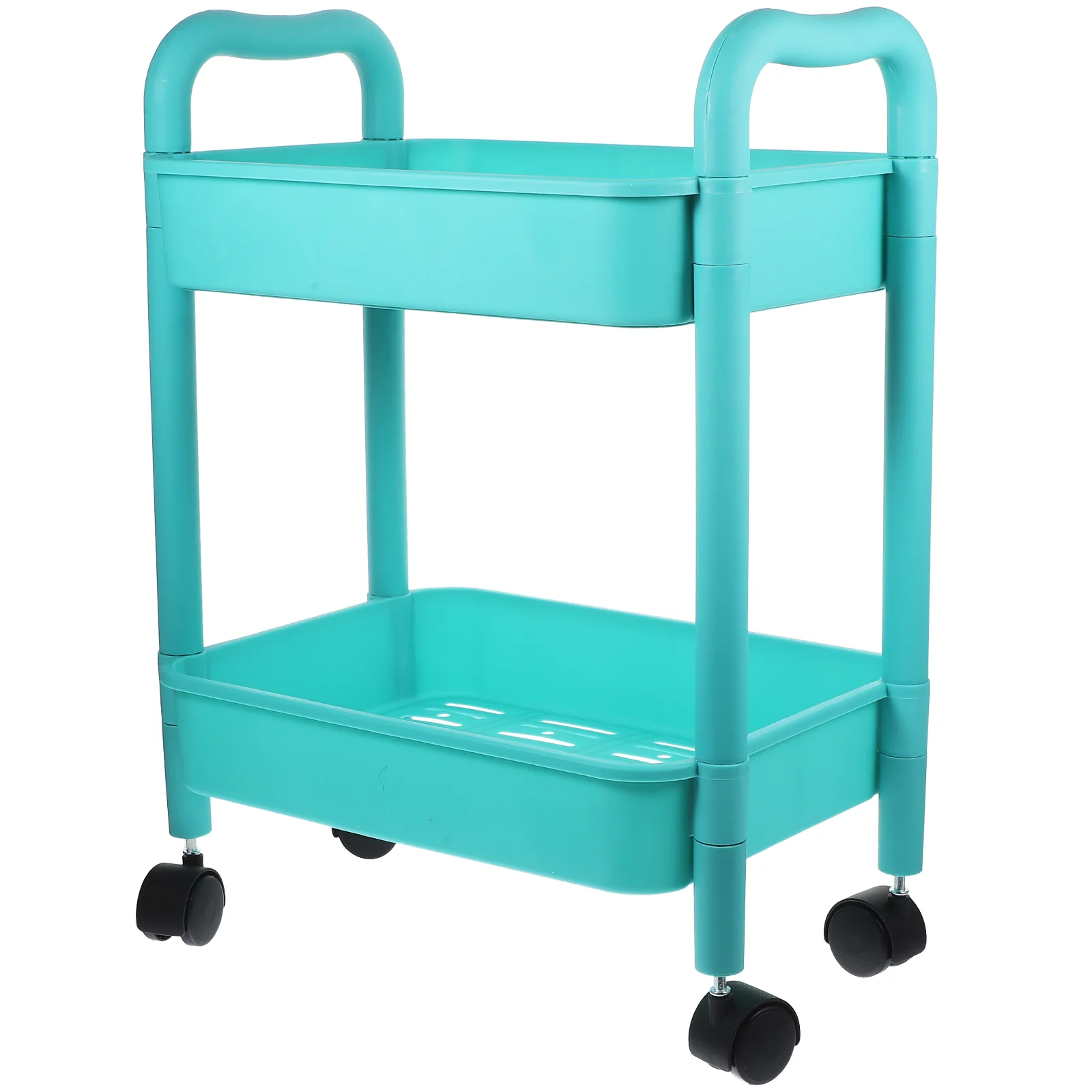 

Rolling Utility Cart Double-layer Trolley Movable Cart Organizer for Home Dorm