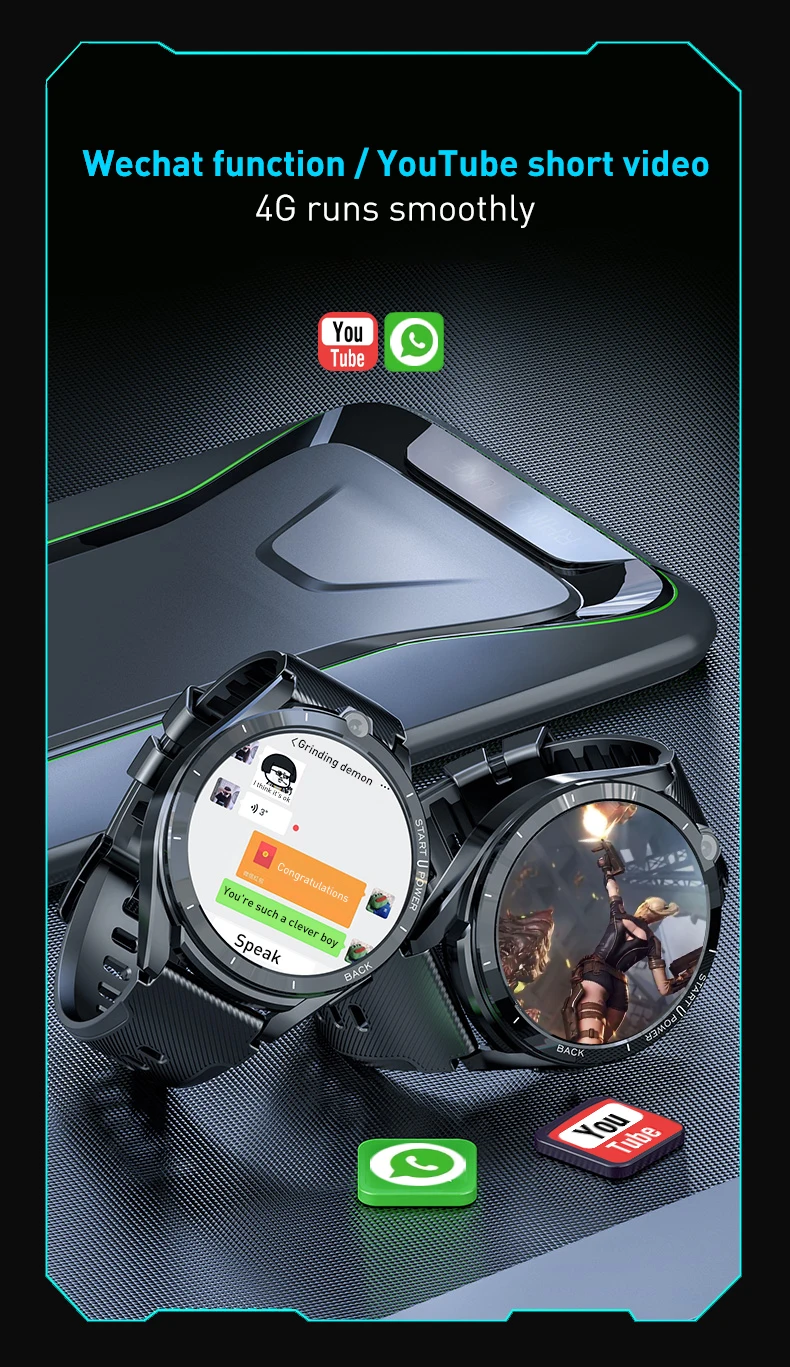 LEMFO Smart Watch Men LEM16 4G Internet Android 11 System Wifi Bluetooth GPS Media Player Heart Rate Smartwatch 6G RAM 128G ROM