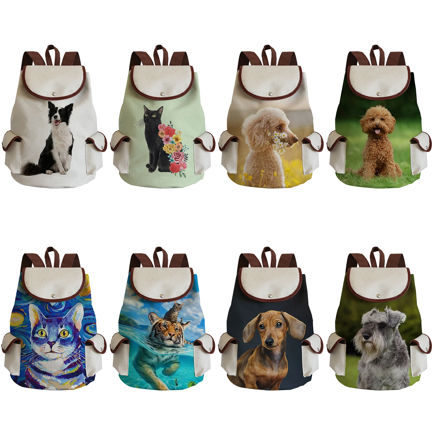 

Fashion Cat Dog Printed Backpack For Women Child Girls School Backpack Portable High Capacity Cute Animal Backpack Dropshipping