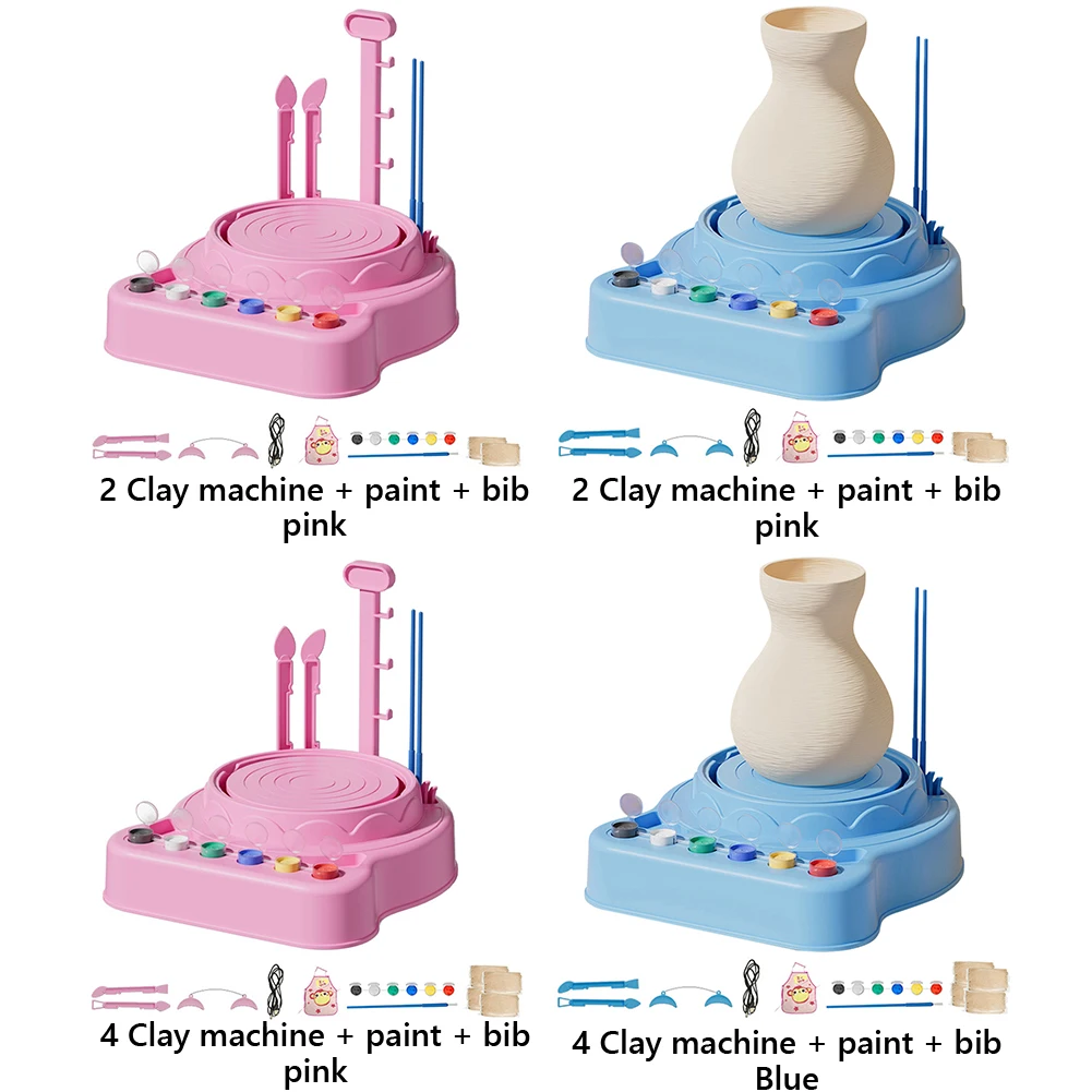 Kids Pottery Wheel Kit Electric Clay Wheel with Clay and Sculpting Tools Pottery Art Turntable Mini for 8-12 Years