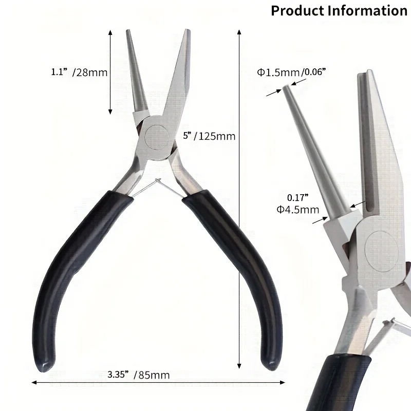Mini Jewelry Plier 5In DIY Carbon Steel Round Nose Jewelry Tools Copper Wire for Making 1PC