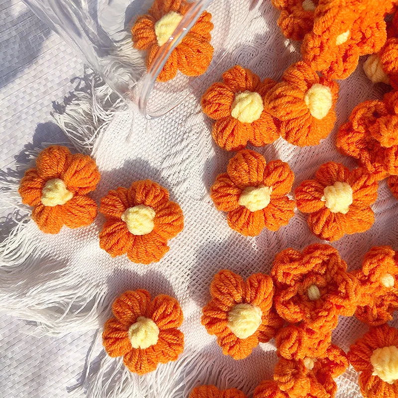 Craft Supplies Embroidery Flower Applique 10pcs Hand-knitted Flower Applique Sew On Patches Floral Decor Clothes Shoes Hats Craft Diy Hair Clip Wedding Decor