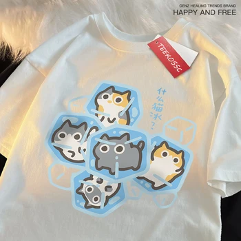 قطط جليدية، رسوم متحركة مرحة، قطط، ملابس مطبوعة، مقاسات كبيرة 12