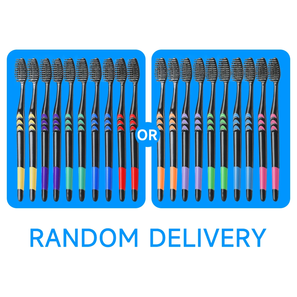 Family Pack of Eco-Friendly Bamboo Charcoal Toothbrushes with Soft Bristles, Travel-Friendly, Assorted Colors