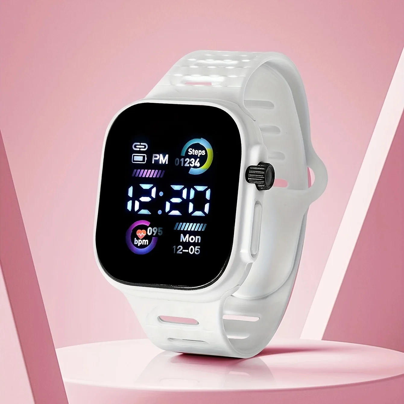 Digital display square LED electronic watch for children