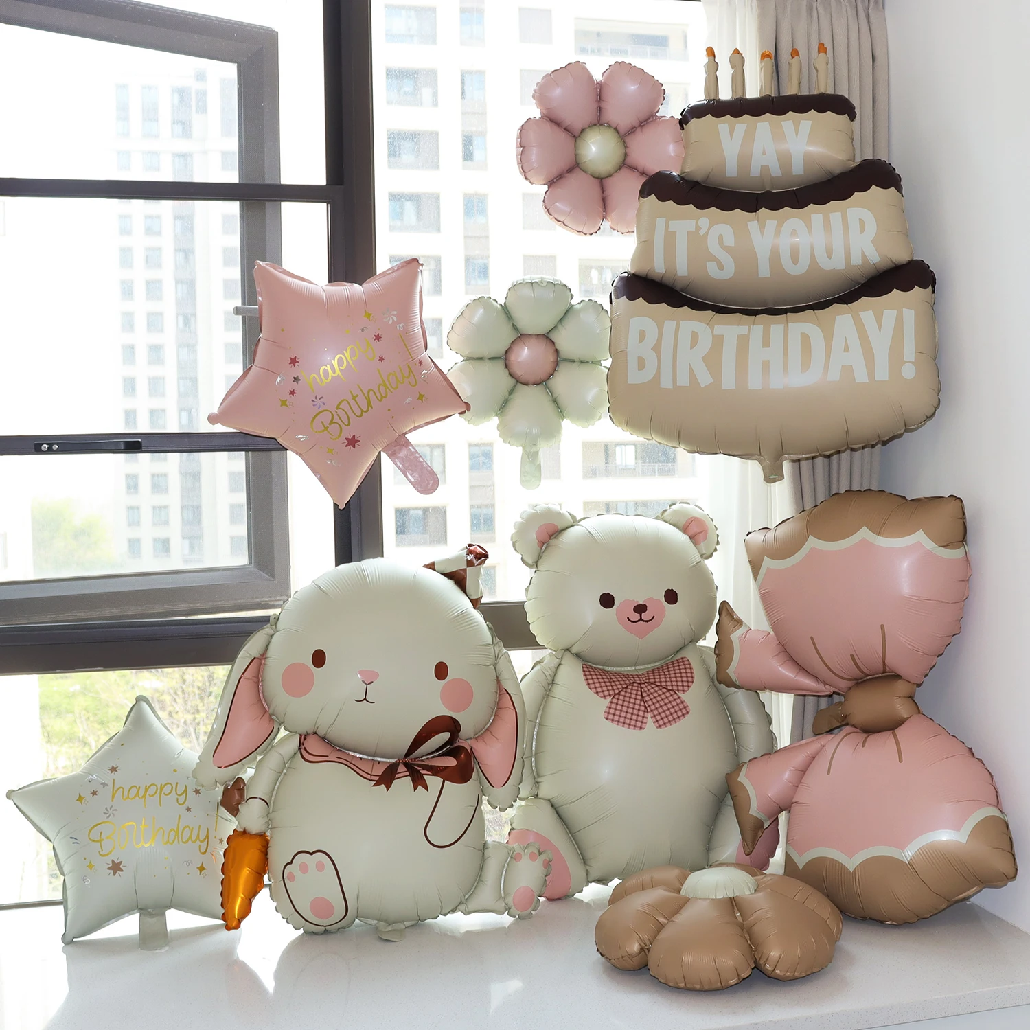 Happy Birthday Animal Foil Balloon Bear Rainbow Bow Dinosaur Balloon Kids Babyshower Adult Birthday Party Decoration