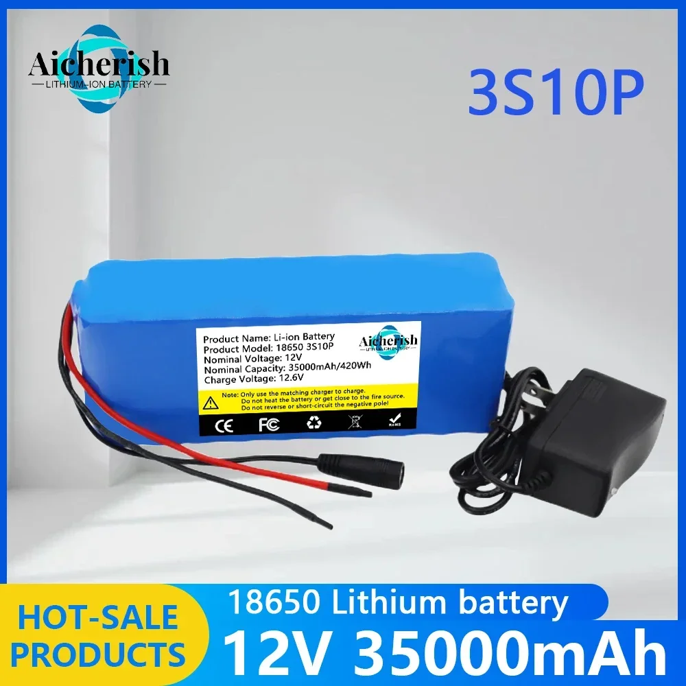 

3S10P 12V 35Ah 18650 Lithium Ion Battery Pack 12V 35000mAh DC12.6V Super Large Capacity Rechargeable Battery With BMS + Charger