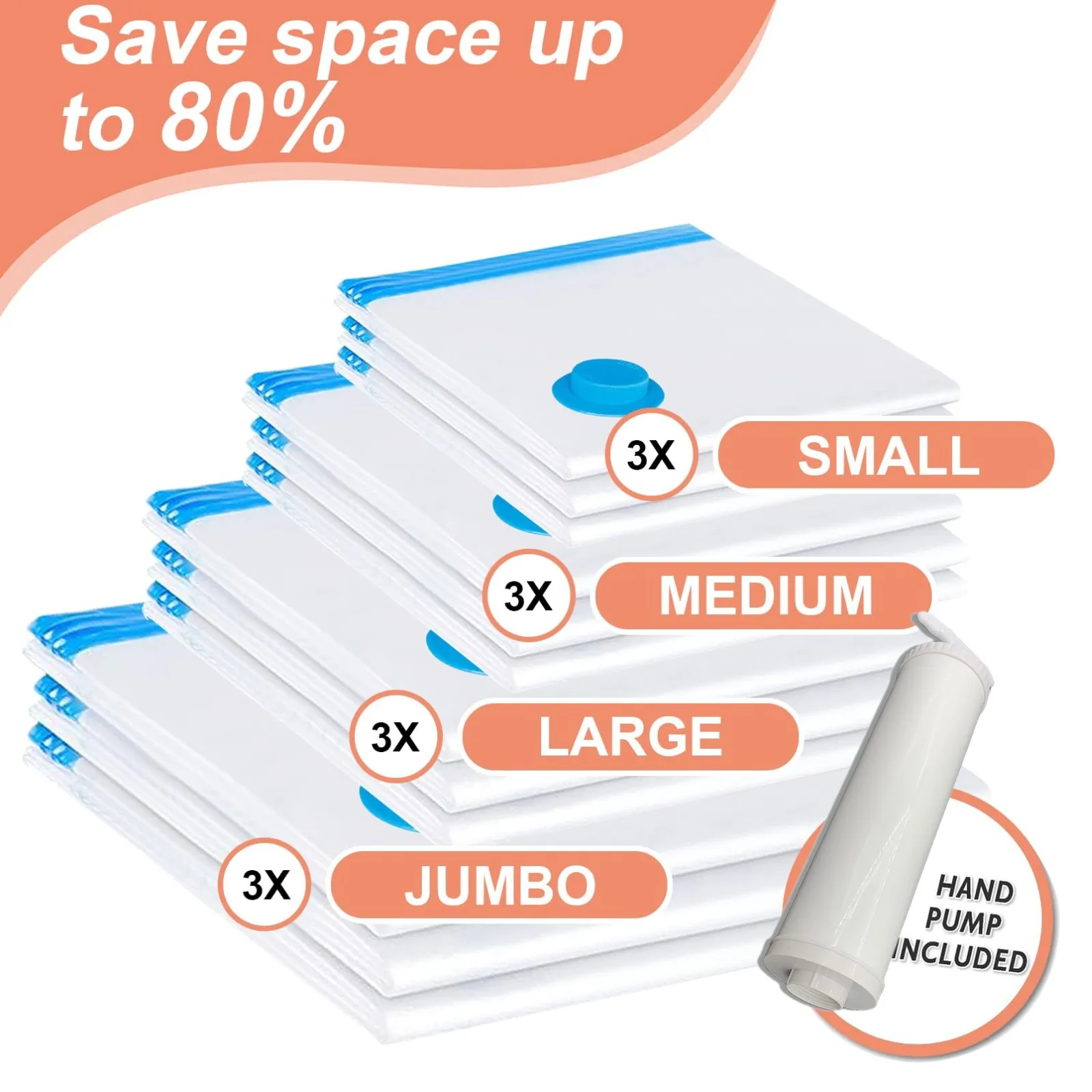 Vacuum Storage Bags with Pump Vacuum Seal Bags for Clothing Comforters Blankets Pillows Bedding Organizer Compression Bags 4