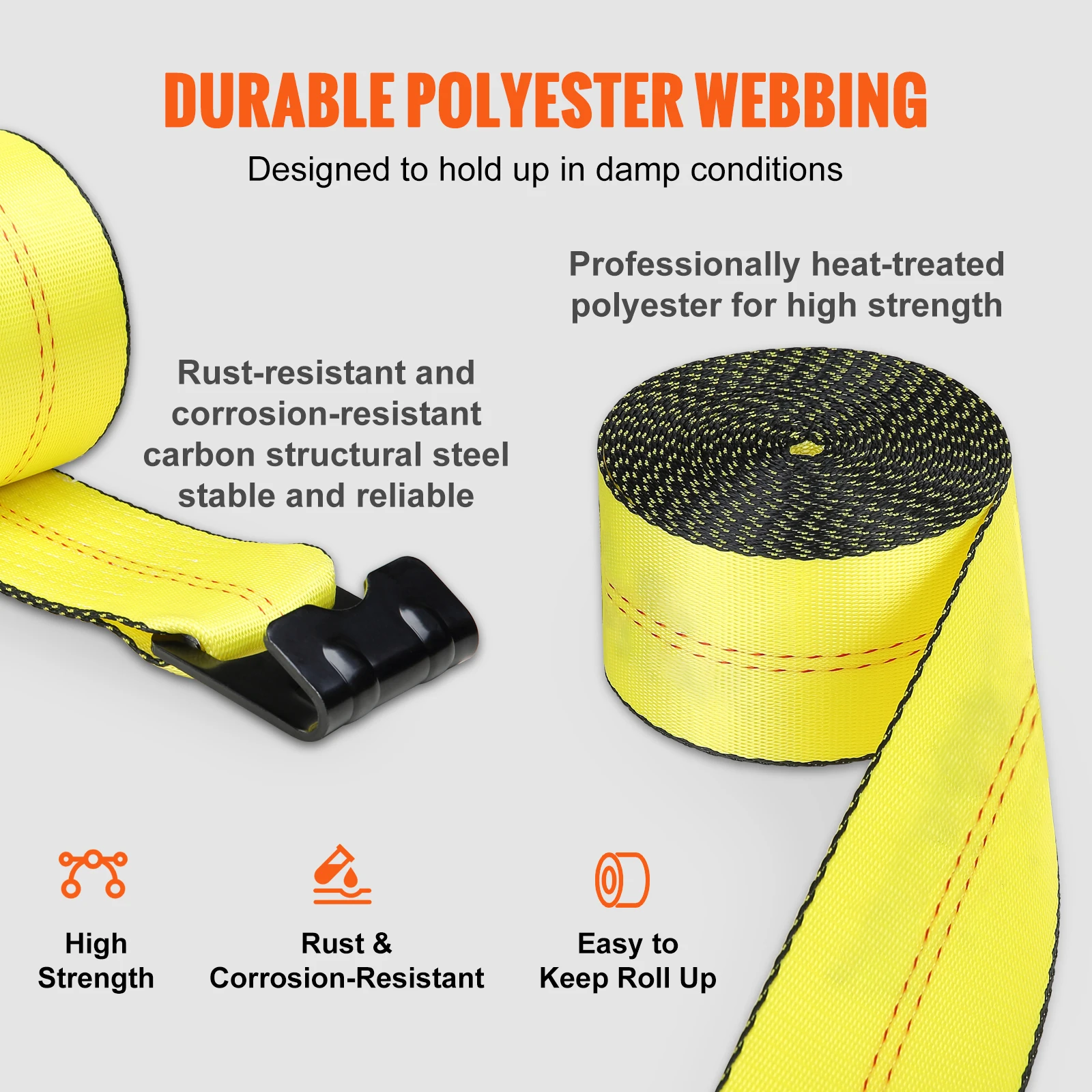 SucceBuy 4/10 Pack Winch Truck Straps with Flat Hook Flatbed Tie Downs Cargo Control for Trailers Farms Rescues Tree Saver