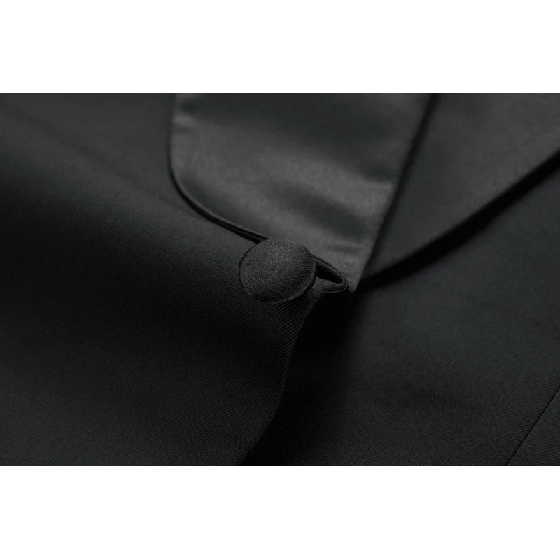 Shenrun Men Tuxedos Slim Fit Fashion Big Shawl Lapel Suit Jacket Black Wedding Groom Prom Costume Party Single Breasted 1 Button