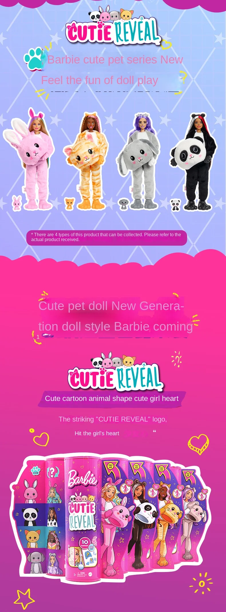 Original Barbie Color Reveal Fashion Reveal Doll Cutie Reveal Cute Pet  Fashion Doll Toy For Girl Gift Hdn68 Hdn71 Hhg18 Hjl56 - Dolls - AliExpress