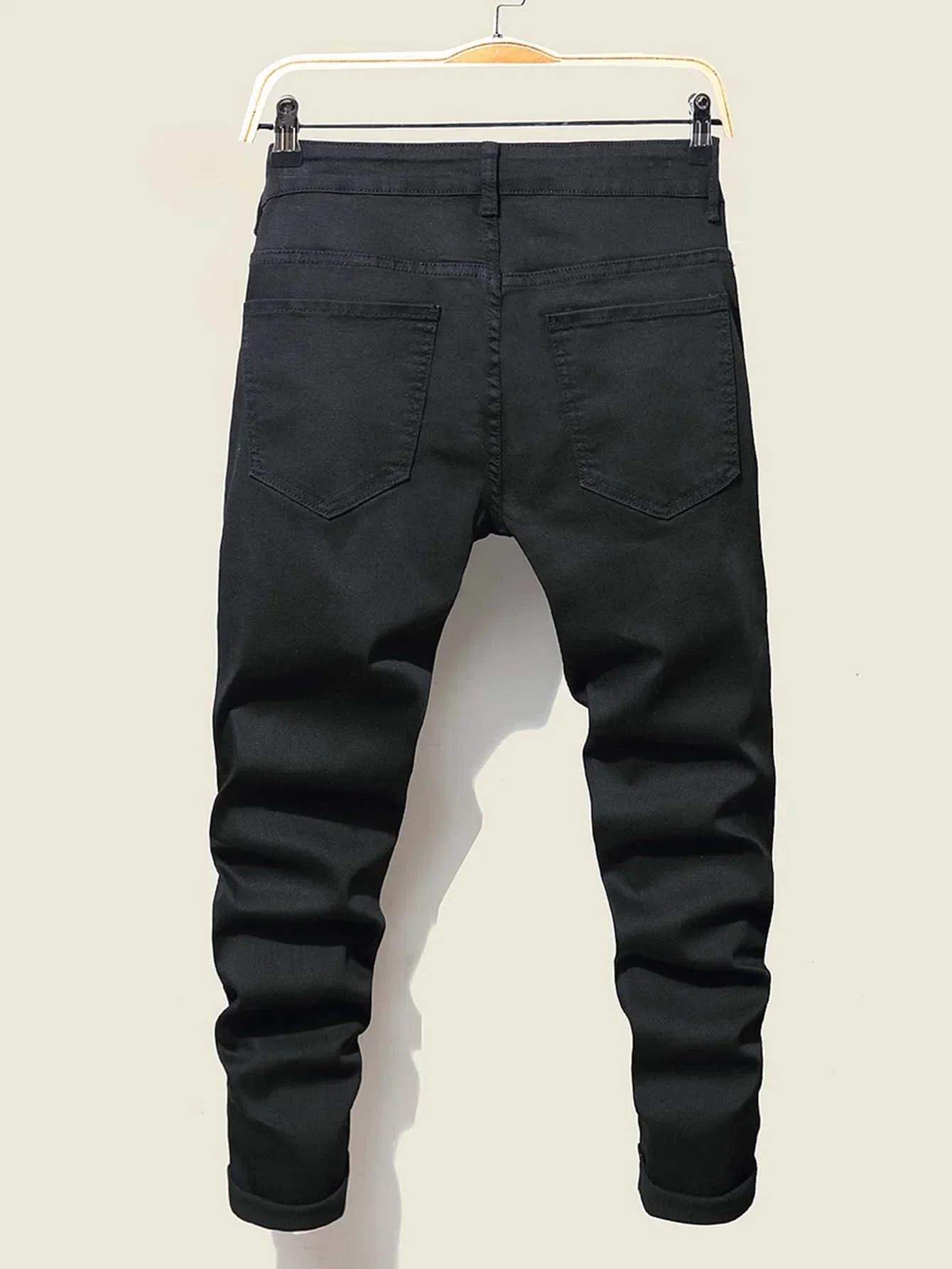 Men's Jeans Cool Ripped Skinny Trousers Stretch Slim Denim Pants Patchwork Hip Hop Black Blue Casual Jogging Jeans for Men