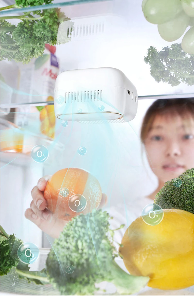 Refrigerator deodorizing sterilizer household kitchen ozone generator air purifier keeping fresh rechargeable deodorant