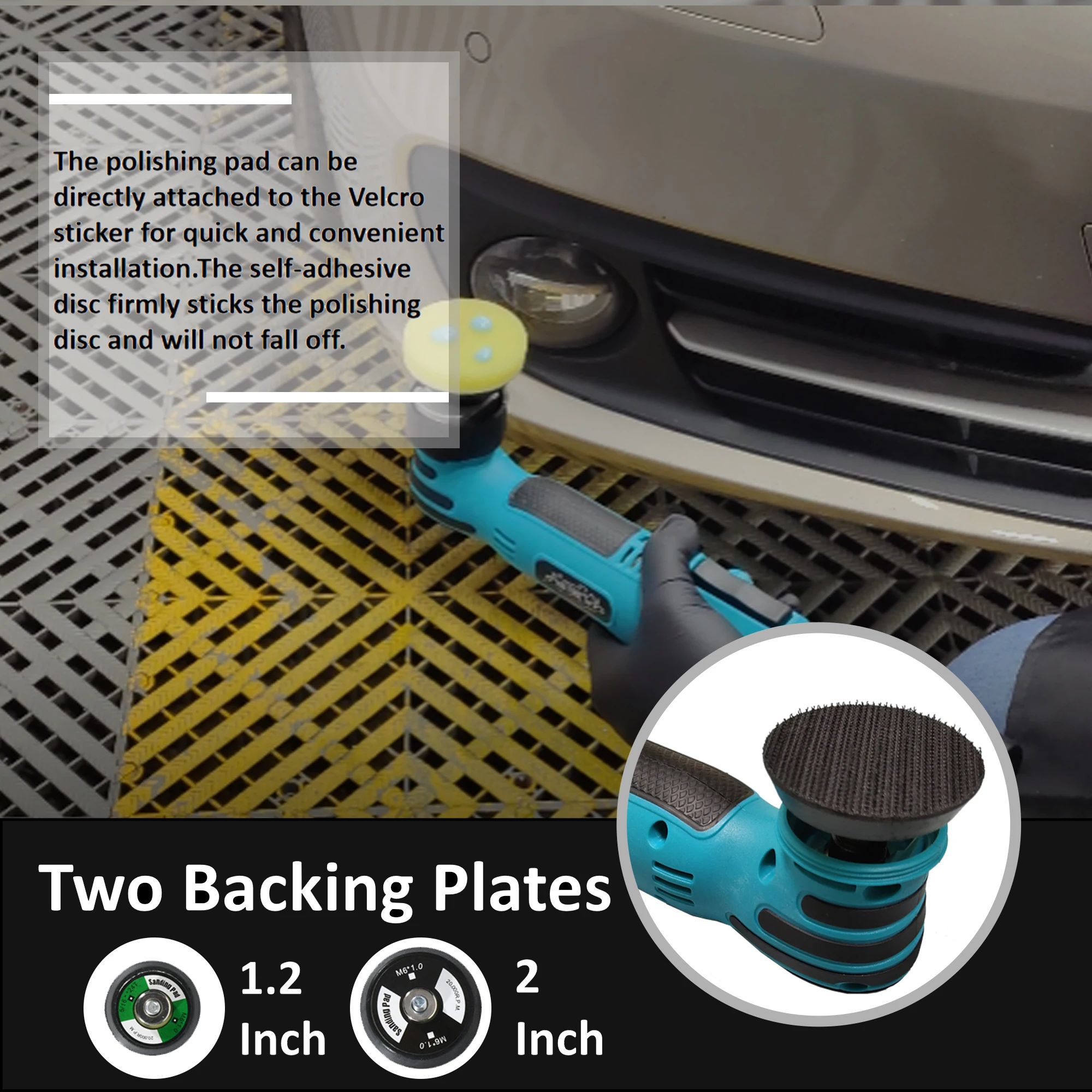 Car Shield 1.2/2 Inch RO/DA Mini Cordless Polisher 12V 2.0Ah Battery 6 Variable Speed for Car Detailing Polishing car polisher