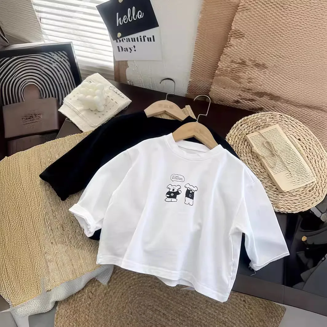 Spring Autumn Korean Baby Boys Shirts Letter Loose Versatile Basic Toddler Boys Tops Crew Neck Casual Sports Children Boy Shirts 2
