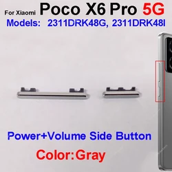 Replacement Power and Volume Buttons for Xiaomi Poco X6 Pro - Audio Side Keys Repair Parts (Gray)
