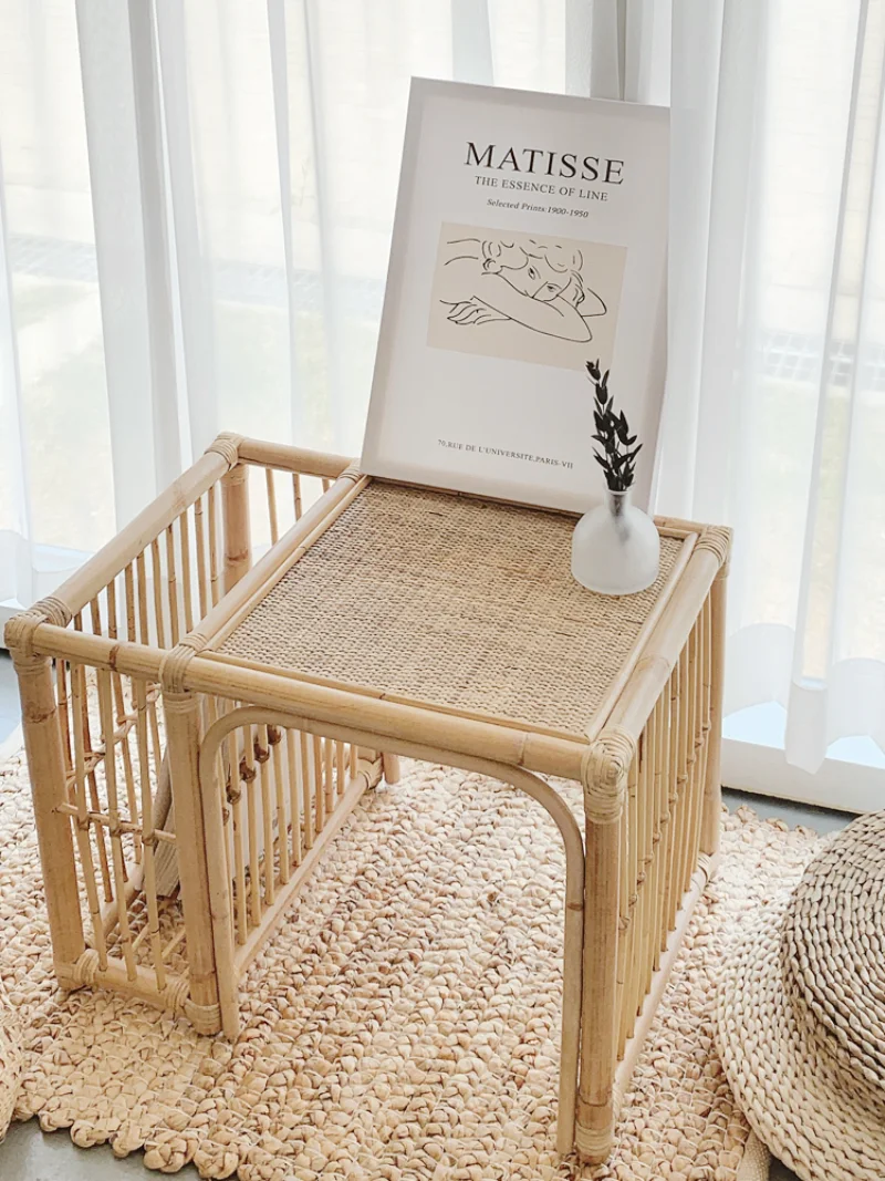 

True Rattan Small End Table Storage Side A Few Handmade Indonesian Rattan Elements Balcony Simple Side Table Nightstand