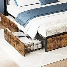 Description Picture 6 of itemCalifornia King Bed Frame with 4 Storage Drawers, Platform Bed with Charged Headboard, Sturdy and Stable,No Noise, No Box Spring