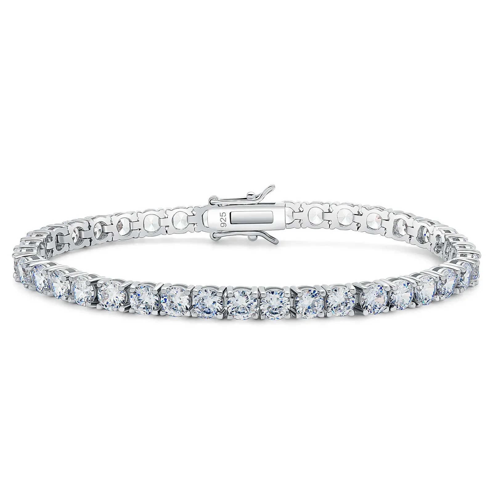 

TKJ 925 Sterling Silver 2-4mm Round Cut CZ Diamond Tennis Bracelet 14K Gold Plated Fine Jewellery for Men Christmas Gift