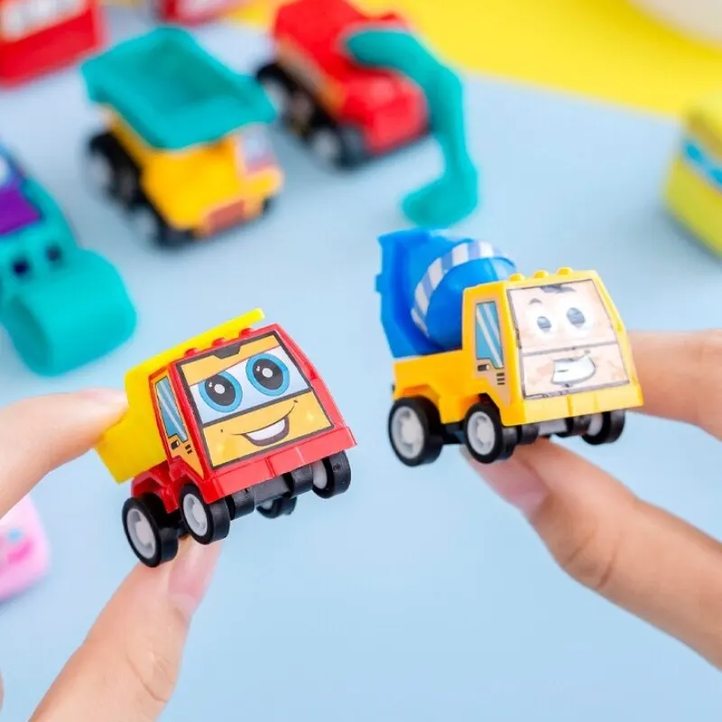 Pull Back Car Toy Set Mini Inertial Engineering Vehicles for Kids Cartoon Style Play Vehicles 6Pcs car toys