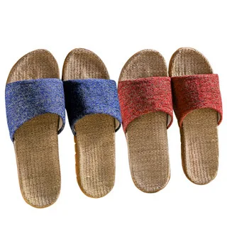 Home Couple Indoor Slippers linen slippers,cotton slippers for wooden floor non-slip men and women thick bottom summer