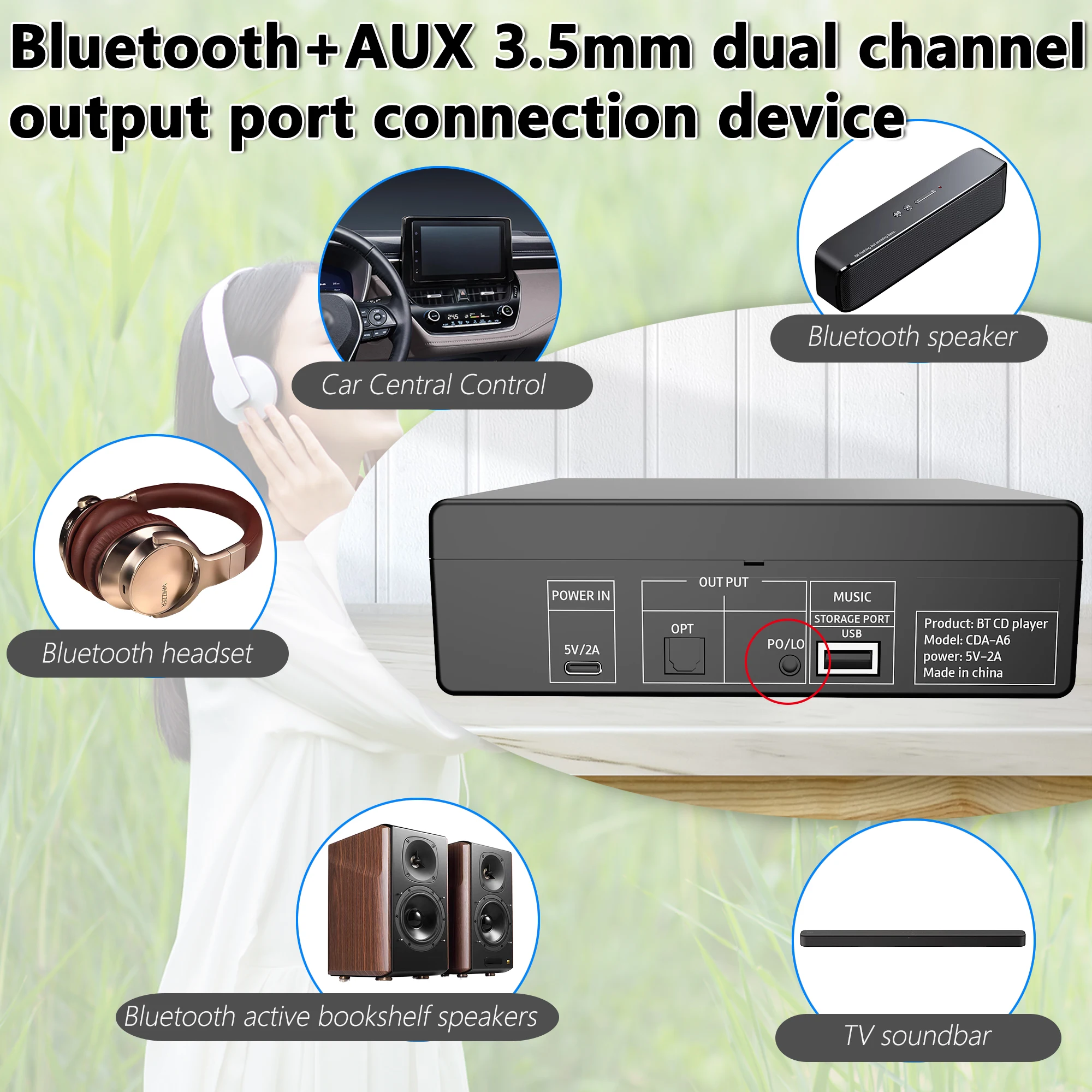 Portable CD Ripper w/One-Touch WAV Ripping, Bidirectional Bluetooth CD ...