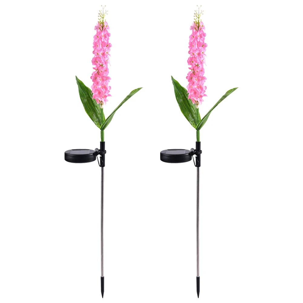 태양열 Delphinium 꽃 조명, 야외 정원 조명, 잔디 마당 장식, 선물, IP65 방수, 2 팩