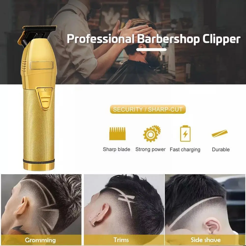 New Professional Hair Trimmer Gold For Men Rechargeable Barber Cordless Hair Cutting T Machine Hair Styling Beard Trimmer H0U3