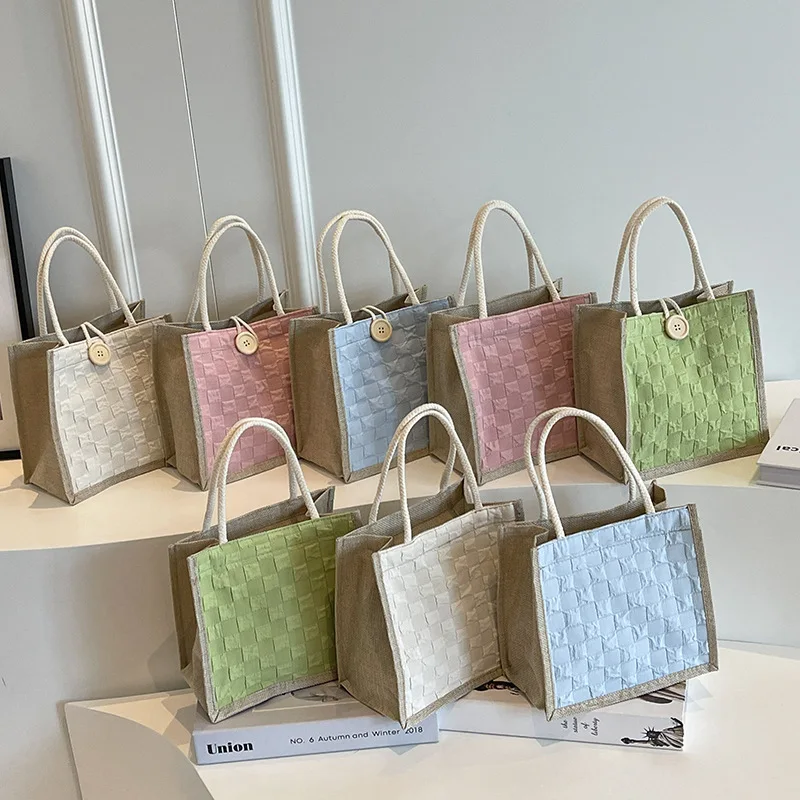 

The New Fashion Trend Net Red with Solid Color Leisure Handbag Go Out Carrying Linen Storage Bag