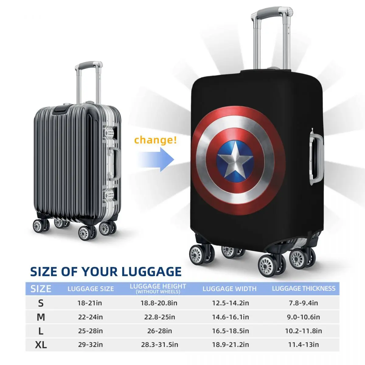 Custom Cute Captain America Luggage Cover Protector Dust Proof Travel Suitcase Covers 6