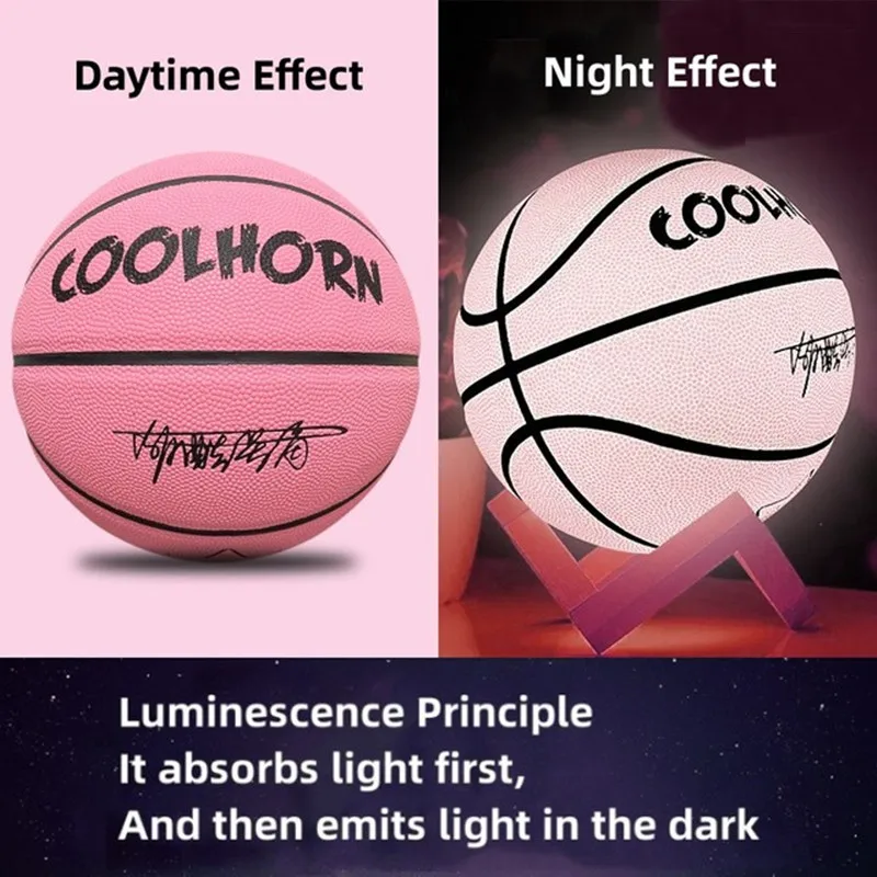 Glow In The Dark Basketball Regular Size 7# Hygroscopic Streetball Light Up Basketball Ball for Night Game Gift