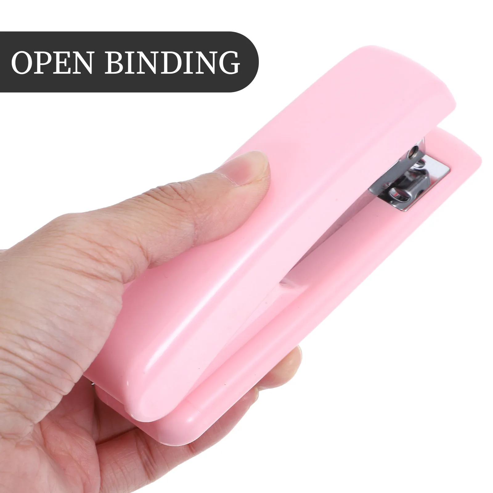 학생 사무실 다기능 스테이플러 핑크 오픈형 바인딩 헤비듀티 미니 스테이플러 (책상, 교실, 가정용)