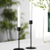 2 PCS Black Metal Candlesticks Holder for Taper Candles Table Romantic Desktop Table Home Decor Church Gift 5