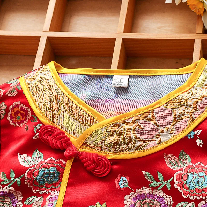 Baby Child Tang Suit Chinese Traditional New Year Costume One-Year-Old Hanfu Hat Kids Short Sleeved Shorts Photography Clothes