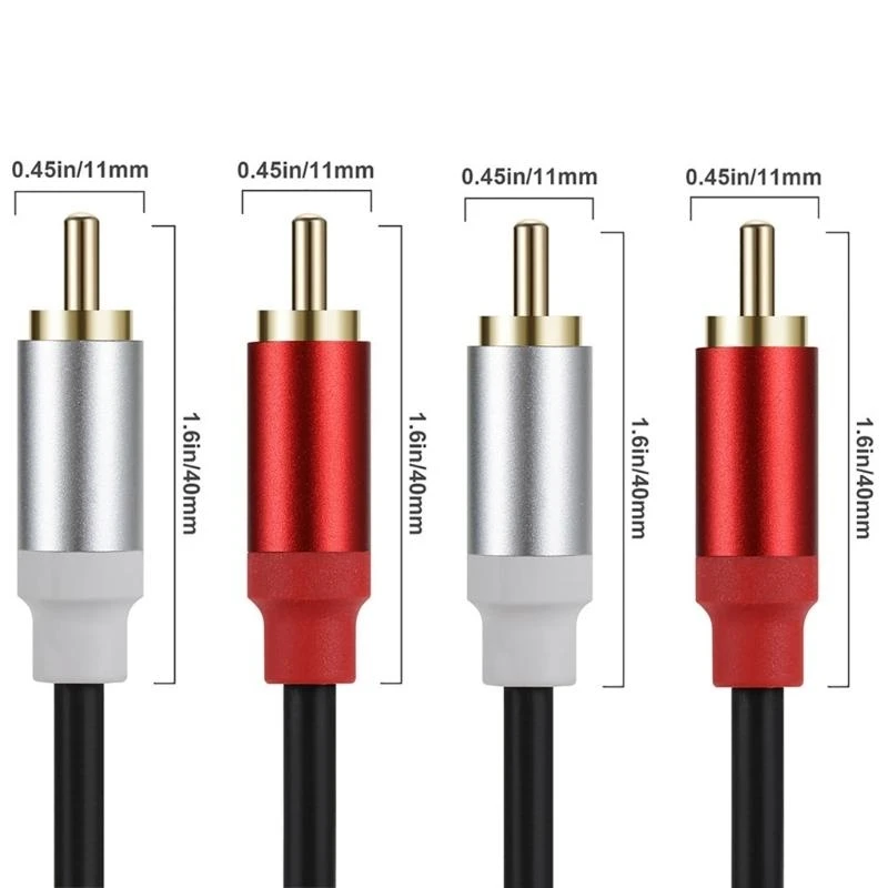 Zuverlässiges 2RCA-Stereo-AUX-Kabel mit doppeltem Ende, 2RCA-Stecker auf 2RCA-Stecker, Drahtleitung für Lautsprechersystem, Verstärker, Fernseher – Detail 7